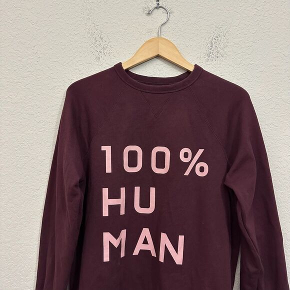 EVERLANE Typography Sweatshirt Womens Sz M Burgundy 100% Human Pullover Cotton - Picture 4 of 8